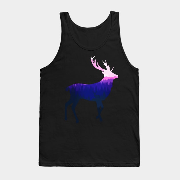 Stag Deer Buck King of the Forest - Blue Tank Top by ballhard